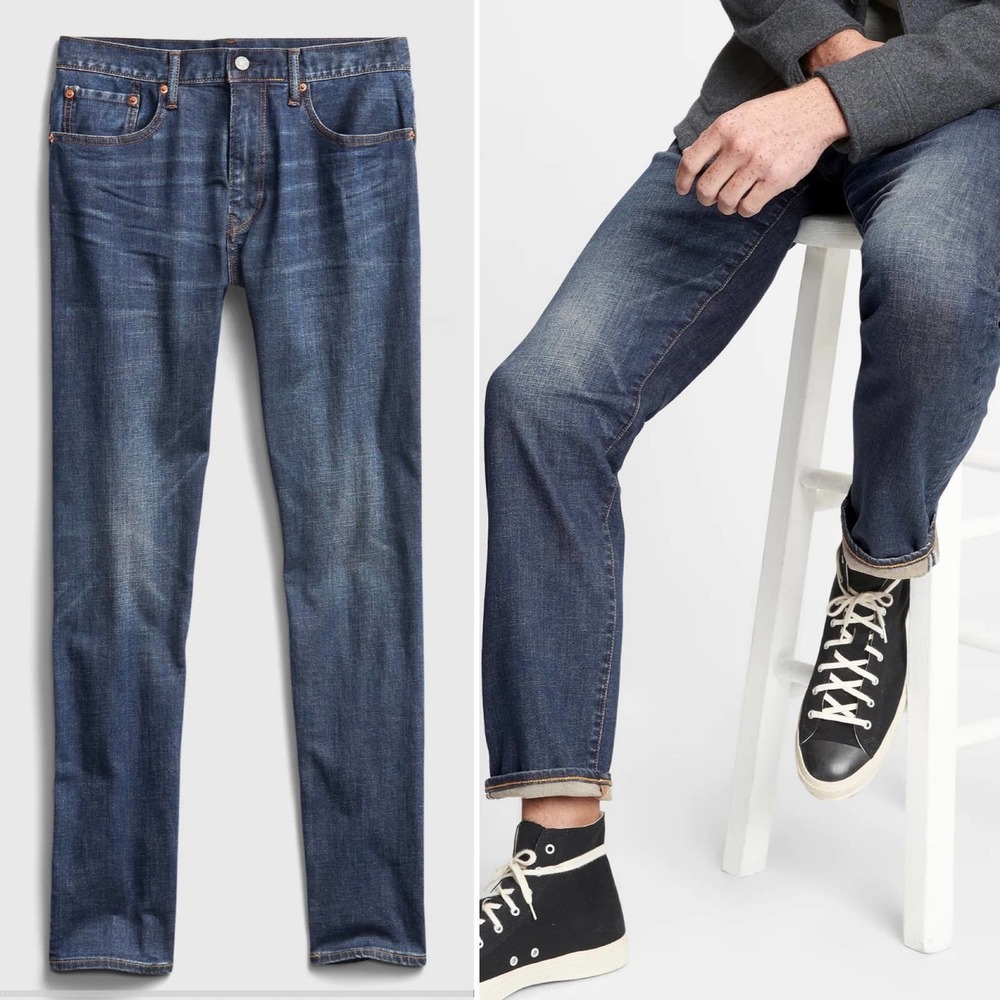 Gap GapFlex Athletic Taper Jeans Washwell Relaxed Zipper Fly Sz 38 x 32 NWOT